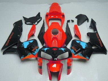 Online 2005-2006 Honda CBR600RR Motorcycle Fairings - Red Light Blue Black Splatter Canada