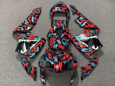 Online 2003-2004 Honda CBR600RR Motorcycle Fairings - Red Blue Camouflage Shark Canada