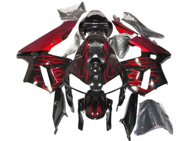 Online 2005-2006 Honda CBR600RR Motorcycle Fairings - Glossy Black Red Flame Canada