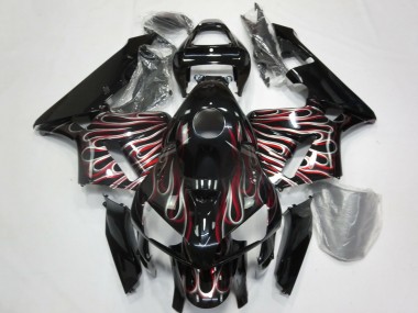 Online 2005-2006 Honda CBR600RR Motorcycle Fairings - Glossy Black Silver Red Flame Canada