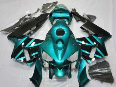 Online 2005-2006 Honda CBR600RR Motorcycle Fairings - Teal Glossy Black Design Canada