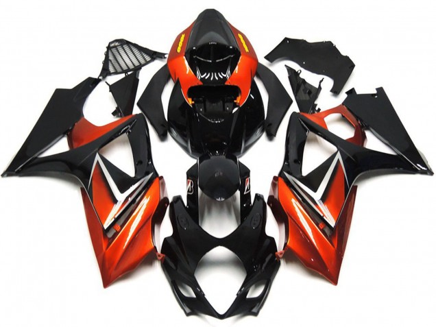 2007-2008 Suzuki GSXR 1000 Motorcycle Fairings - Glossy Black Orange Canada