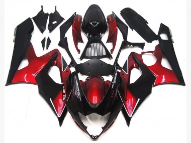 Online 2005-2006 Suzuki GSXR 1000 Motorcycle Fairings - Candy Red Glossy Black Canada