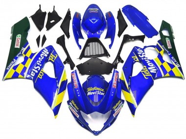 Online 2005-2006 Suzuki GSXR 1000 Motorcycle Fairings - Blue Yellow Green MoviStar Castrol Canada