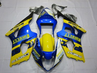 Online 2003-2004 Suzuki GSXR 1000 Motorcycle Fairings - Blue Yellow Black Pirelli Canada