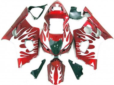 Online 2003-2004 Suzuki GSXR 1000 Motorcycle Fairings - White Red Flame Canada