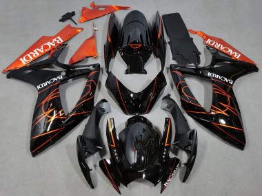 Online 2006-2007 Suzuki GSXR 600 / GSXR 750 Motorcycle Fairings - Glossy Black Orange Bacardi Canada