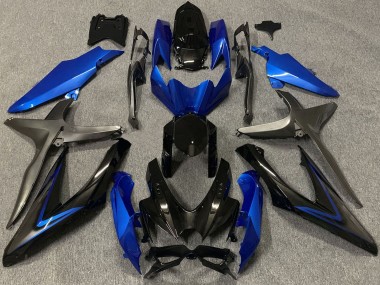 Online 2008-2010 Suzuki GSXR 600 / GSXR 750 Motorcycle Fairings - Blue Grey Glossy Black Canada