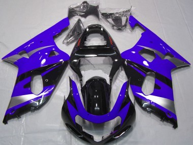 Online 2001-2003 Suzuki GSXR 600 / GSXR 750 Motorcycle Fairings - Blue Silver Glossy Black OEM Style Canada