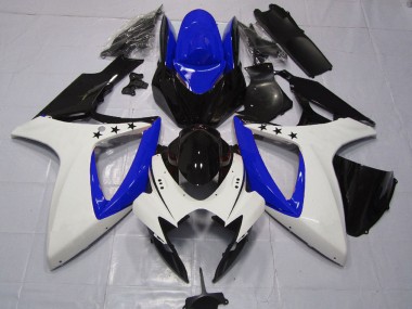 Online 2006-2007 Suzuki GSXR 600 / GSXR 750 Motorcycle Fairings - White Blue Glossy Black Star Canada