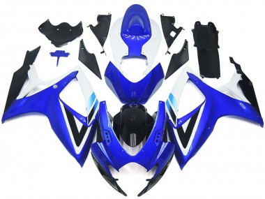Online 2006-2007 Suzuki GSXR 600 / GSXR 750 Motorcycle Fairing Kits - White Blue Glossy Black OEM Style Canada