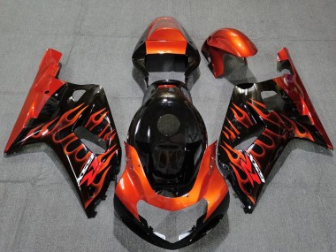 Online 2001-2003 Suzuki GSXR 600 / GSXR 750 Motorcycle Fairings - Glossy Black Orange Flame Canada
