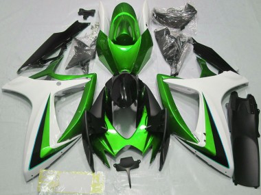 Online 2006-2007 Suzuki GSXR 600 / GSXR 750 Motorcycle Fairings - Green White Glossy Black Canada