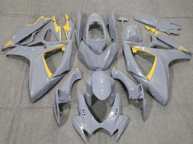 Online 2006-2007 Suzuki GSXR 600 / GSXR 750 Motorcycle Fairings - Nardo Grey and Yellow Trim Canada