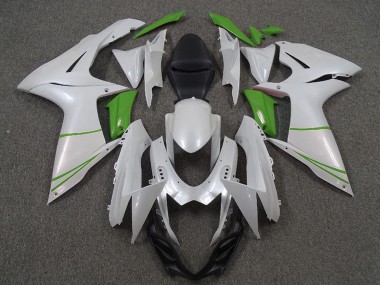 Online 2011-2024 Suzuki GSXR 600 / GSXR 750 Motorcycle Fairings - Pearl White and Green Canada