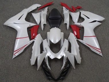 Online 2011-2024 Suzuki GSXR 600 / GSXR 750 Motorcycle Fairings - Pearl White and Red Canada