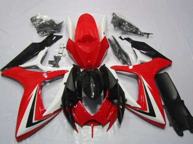 Online 2006-2007 Suzuki GSXR 600 / GSXR 750 Motorcycle Fairings - White Red Glossy Black Stripe Canada
