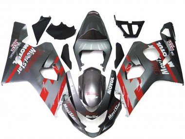 Online 2004-2005 Suzuki GSXR 600 / GSXR 750 Motorcycle Fairings - Silver Red MoviStar Canada