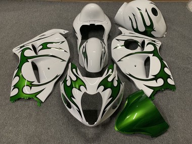 Online 1996-2007 Suzuki GSXR 1300 Motorcycle Fairings - White Green Flame Canada