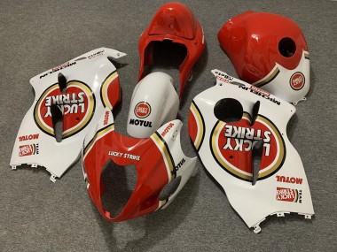 Online 1996-2007 Suzuki GSXR 1300 Motorcycle Fairings - White Red Lucky Strike Canada