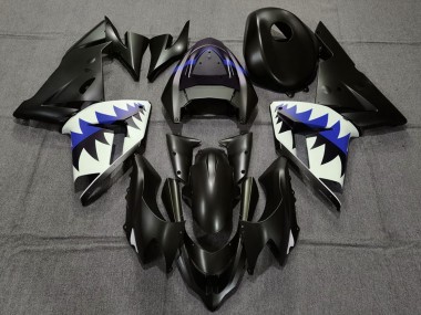 Online 2004-2005 Kawasaki ZX10R Motorcycle Fairings - Matte Black and Dark Blue Shark Canada