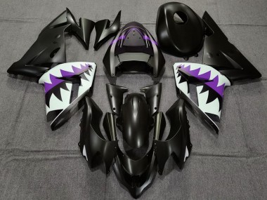 Online 2004-2005 Kawasaki ZX10R Motorcycle Fairings - Matte Black and Purple Shark Canada