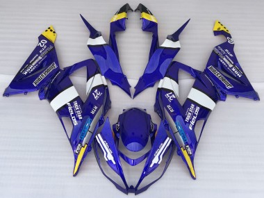 Online 2013-2018 Kawasaki ZX6R Motorcycle Fairings - Blue White Yellow Trick Star Bridgestone Canada