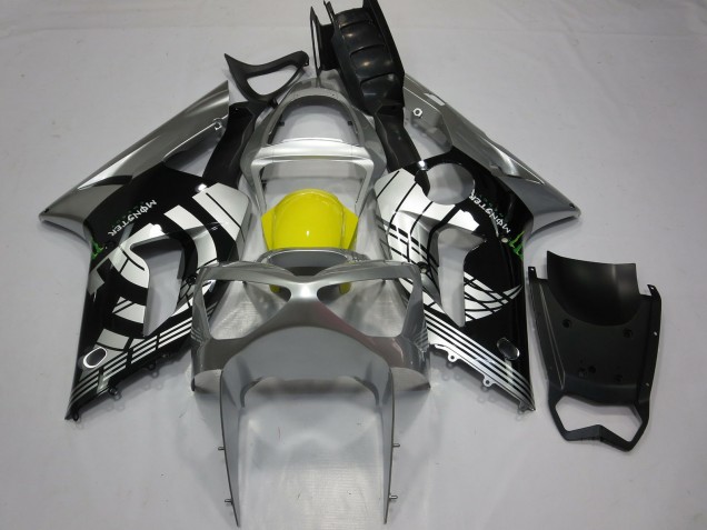 2003-2004 Kawasaki ZX6R Motorcycle Fairings - Silver Yellow Glossy Black Canada