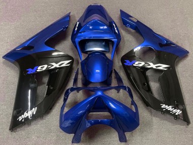 Online 2003-2004 Kawasaki ZX6R Motorcycle Fairings - Blue Glossy Black Canada