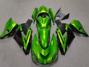 Online 2006-2011 Kawasaki ZX14R Motorcycle Fairings - Green Glossy Black Canada