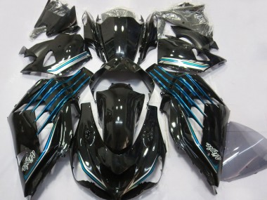 Online 2012-2024 Kawasaki ZX14R Motorcycle Fairings - Glossy Black Light Blue Canada