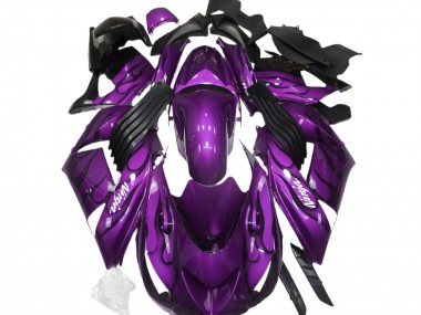 Online 2006-2011 Kawasaki ZX14R Motorcycle Fairings - Purple Black Flame White Ninja Canada