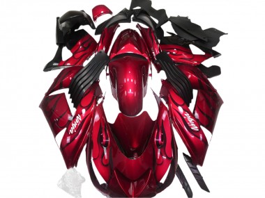 Online 2006-2011 Kawasaki ZX14R Motorcycle Fairings - Red Black Flame White Ninja Canada