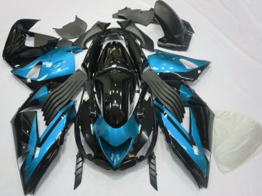 Online 2006-2011 Kawasaki ZX14R Motorcycle Fairings - Light Blue Glossy Black Canada