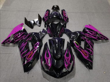 Online 2006-2011 Kawasaki ZX14R Motorcycle Fairing - Glossy Black Purple Flame Canada