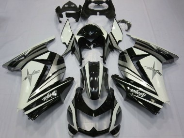 Online 2008-2012 Kawasaki Ninja 250 Motorcycle Fairings - White Silver Star Glossy Black Canada