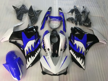 Online 2015-2018 Yamaha R3 Motorcycle Fairings - White Blue Glossy Black Shark Canada