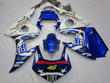 Online 2003-2004 Yamaha R6 Motorcycle Fairings - White Blue Fiat Michelin Motul 46 Canada