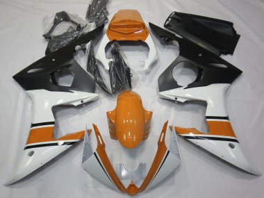 Online 2003-2004 Yamaha R6 Motorcycle Fairings - White Orange Matte Black Canada