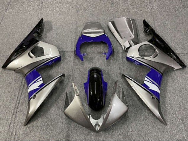 2003-2004 Yamaha R6 Motorcycle Fairings - Silver Blue Glossy Black Canada