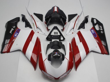 Online 2007-2014 Ducati 848 1098 1198 Motorcycle Fairing - White Red Glossy Black Canada
