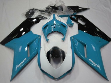 Online 2007-2014 Ducati 1098 Motorcycle Fairings - Blue White Glossy Black Canada