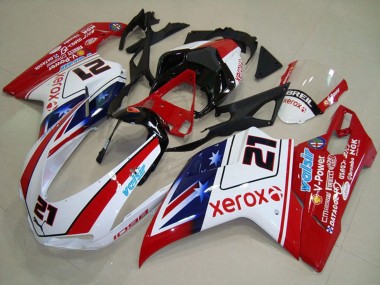 Online 2007-2014 Ducati 1098 Motorcycle Fairings - White Red Black Blue Star Xerox 21 Canada