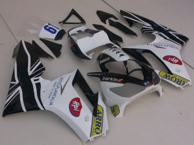 Online 2006-2008 Triumph Daytona 675 Motorcycle Fairings - White Glossy Black with Flag Canada
