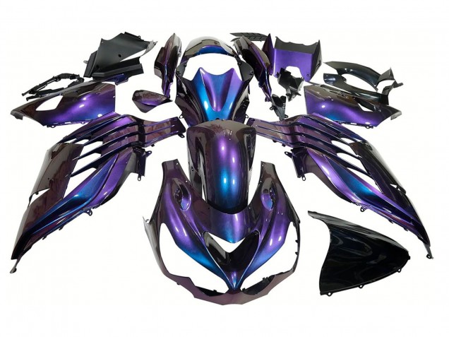 2012-2024 Kawasaki ZX14R ZZR1400 Motorcycle Fairings - Chameleon Blue Purple Canada