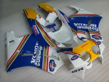 Online 1988-1992 Honda VFR400R NC30 Motorcycle Fairings - White Blue Yellow Rothmans Canada