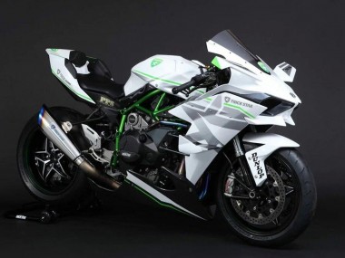 Online 2015-2022 Kawasaki Ninja H2 Motorcycle Fairings - White Silver Green Canada