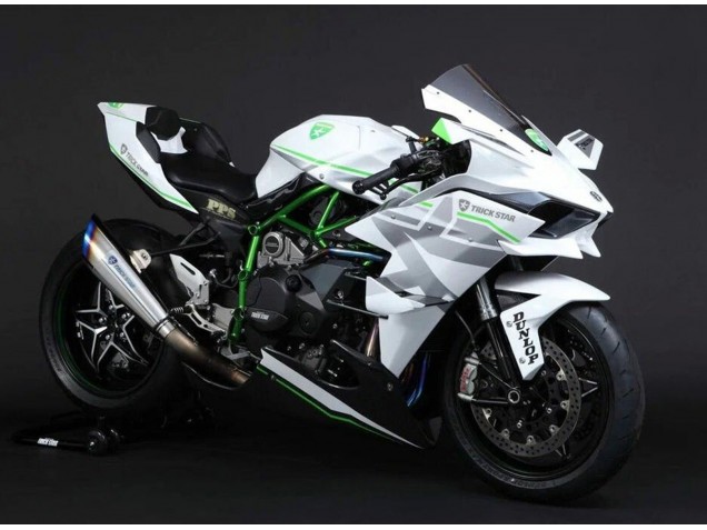 2015-2022 Kawasaki Ninja H2 Motorcycle Fairings - White Silver Green Canada