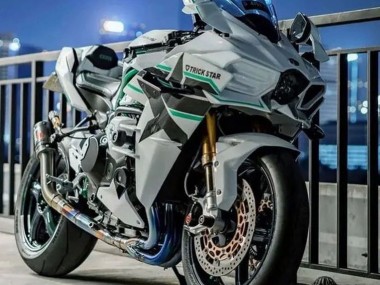 Online 2015-2022 Kawasaki Ninja H2 Motorcycle Fairings - White with Green Lines Canada