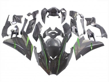 Online 2015-2022 Kawasaki Ninja H2 Motorcycle Fairings - Black Carbon Fiber Green Canada